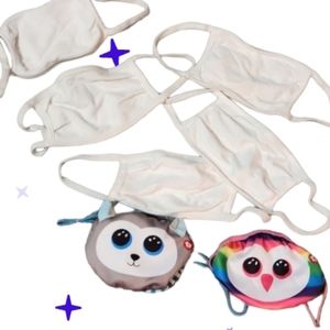 Young childs face masks 7 owl husky ty white
